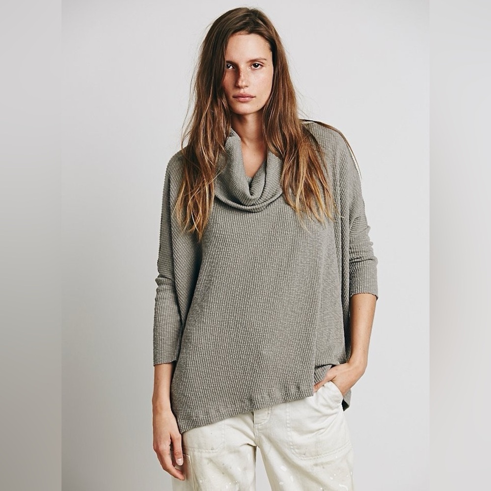 NWT Free People x FP Beach Taupe Cocoon Cowl Neck Dolman Sleeve Knit Poncho Swea